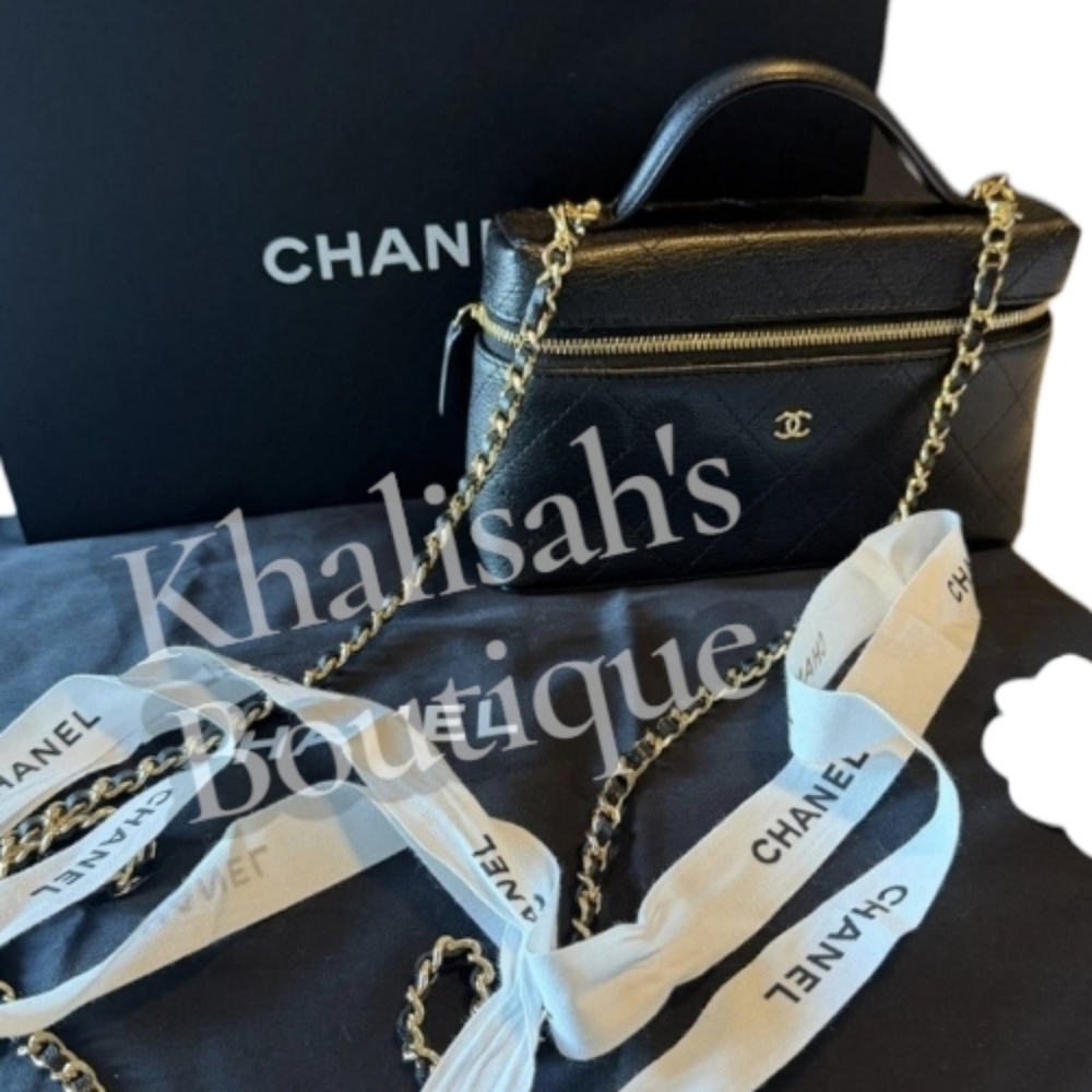 New in Box! Rare CHANEL CC SLIM VANITY CASE 26P QUILTED GOATSKIN Leather Fullset - Picture 9 of 16